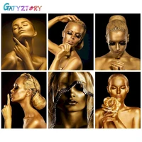gatyztory diy coloring by number portrait on canvas home decoration painting by number gold woman kits for adults handpainted
