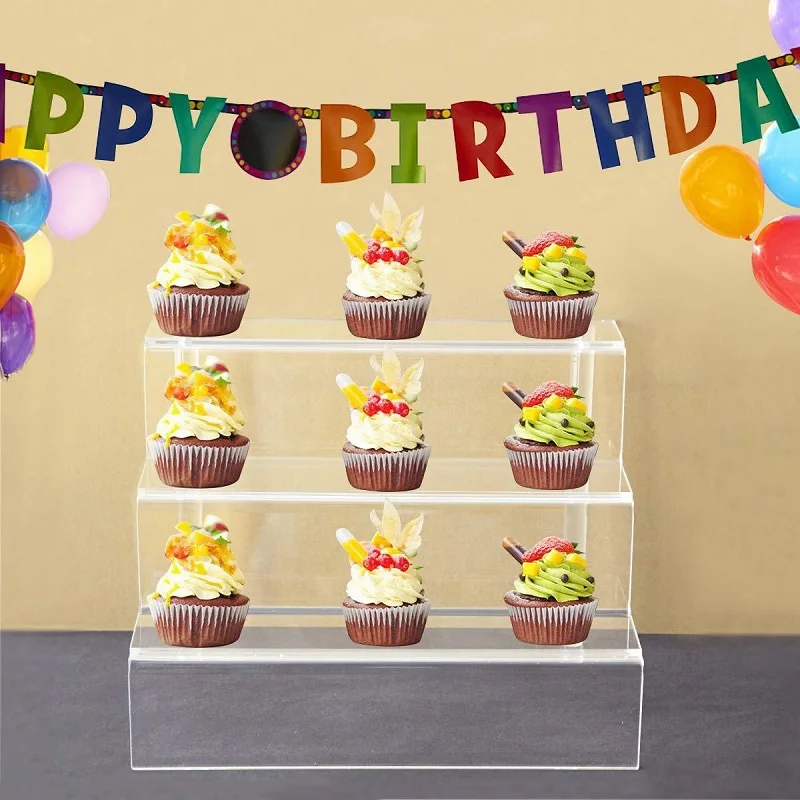 

3 Layer Acrylic Jewelry Display Stand Transparent Cupcake Stand Hand-made Potted Plant Stand Jewelry Stand Storage Box 4mm