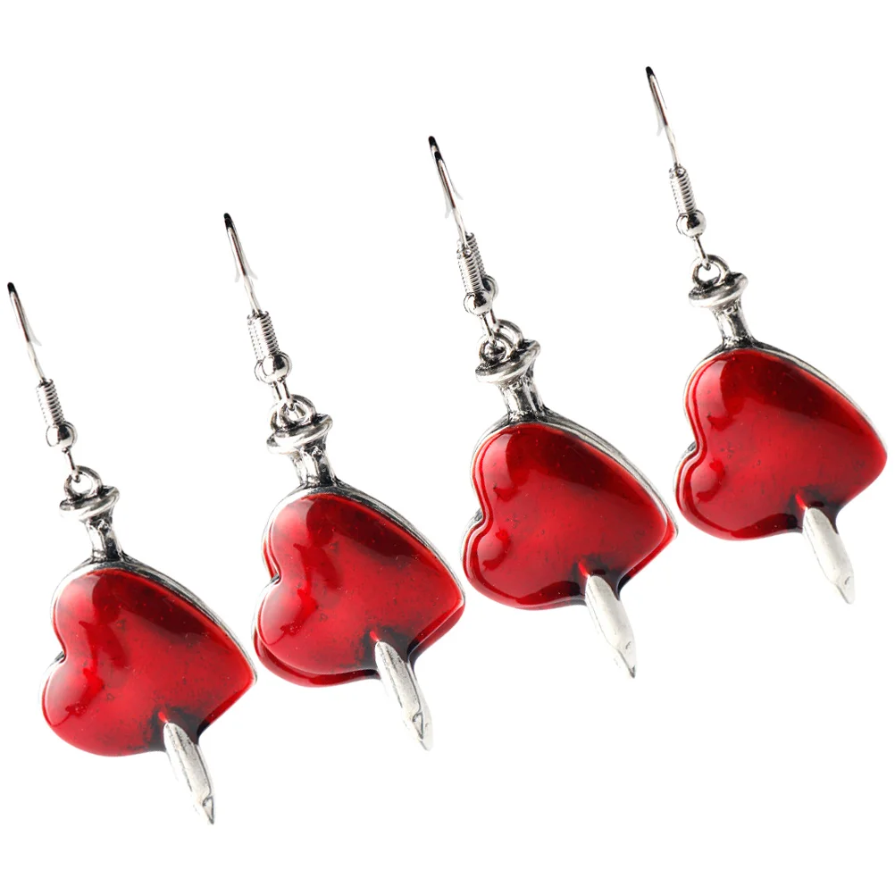 

2 Pairs Heart Earrings Dangle Earrings Goth Earrings Accessory for