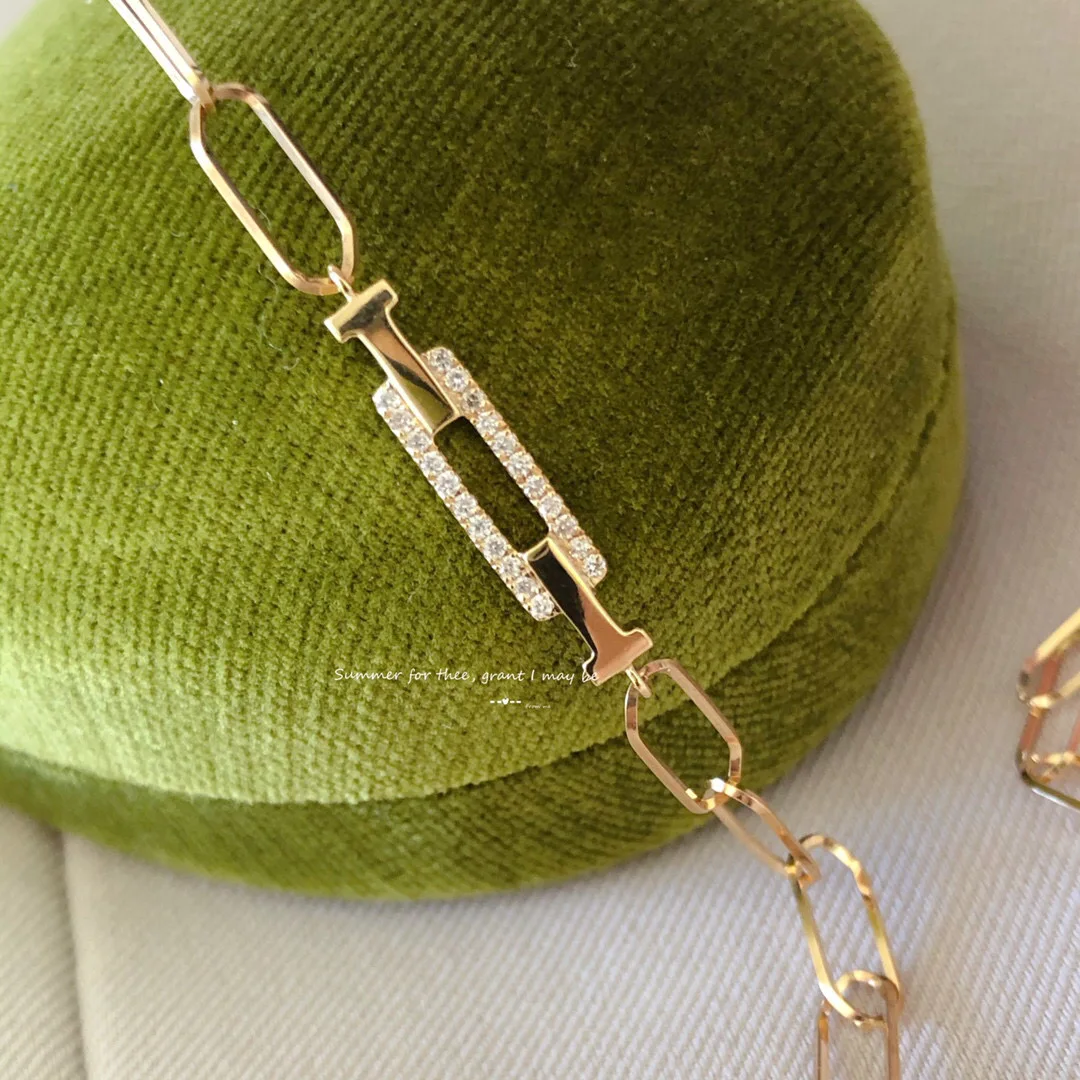 Natural Diamond Bracelet 18k gold true pure Solid Yellow Gold lady wedding jewelry(AU750)women irregular square bracelet wedding