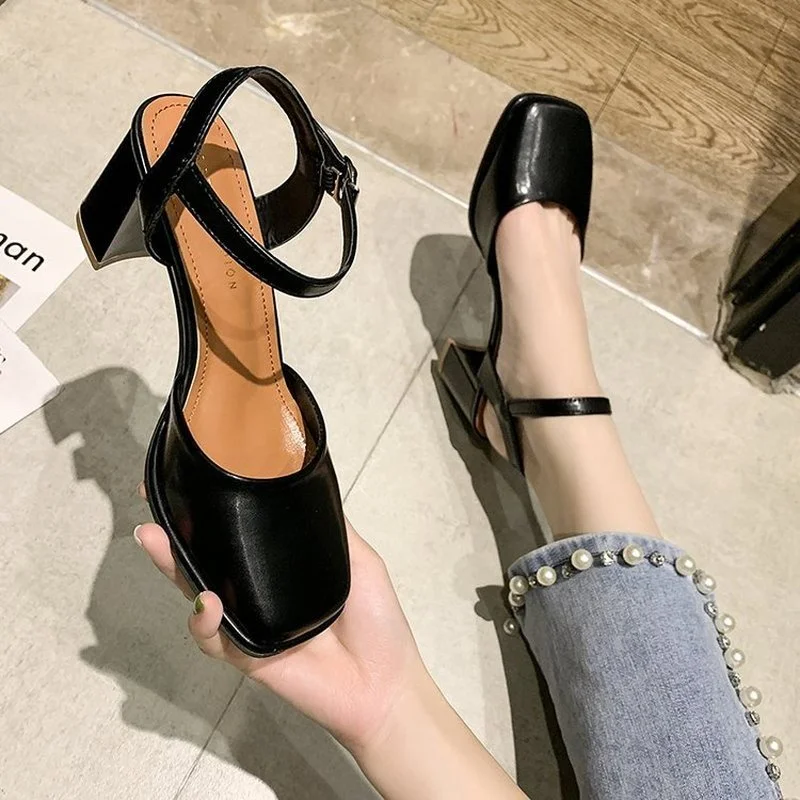 

Shoes Women Heels Sandals Women's New Summer 2021 Heel Heel Shoe Button Girl's High Heel Shoes Chaussure Femme Zapatos Mujer