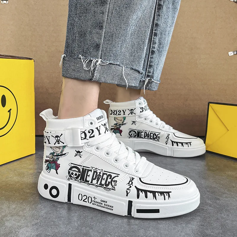 One Piece Аниме Луффи Ророноа Зоро Высокие Топы Обувь Унисекс Для Косплея