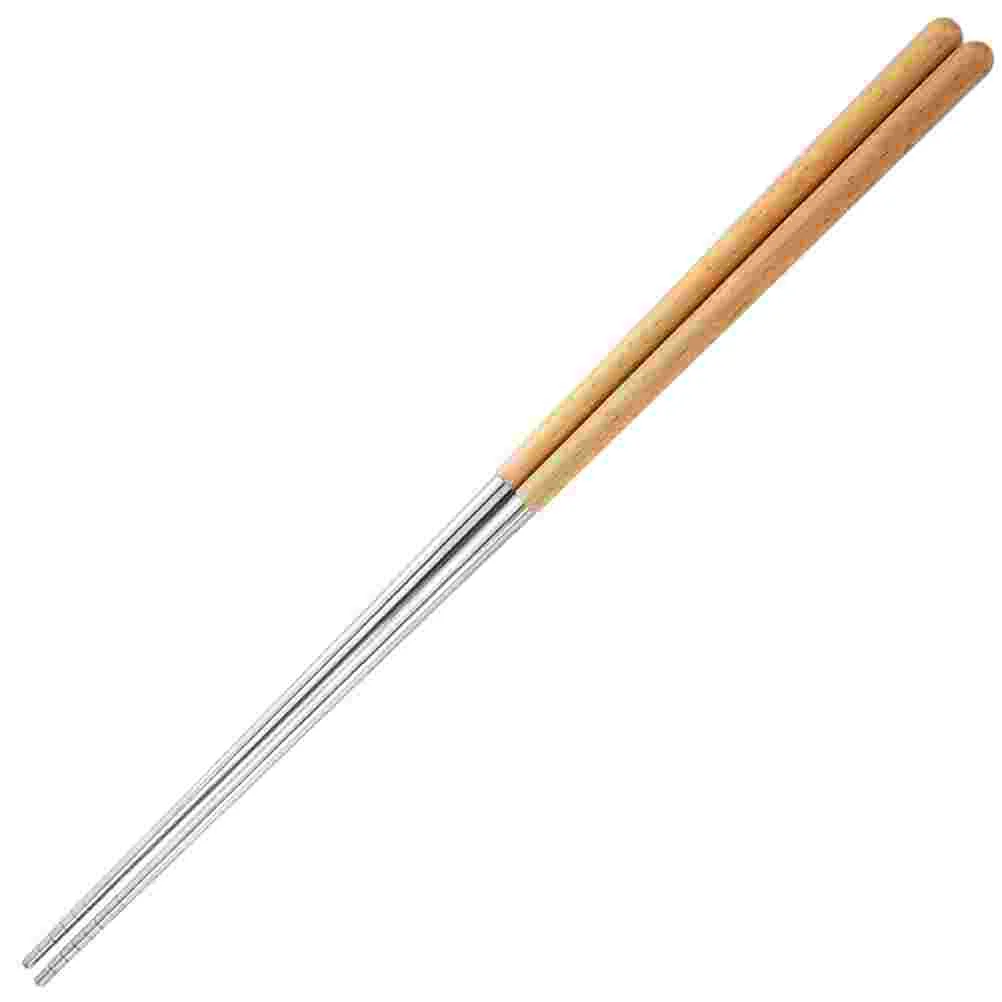 

2 Pairs of Frying Chopsticks Wooden Noodle Chopsticks Hot Pot Chopsticks