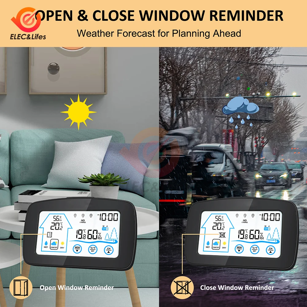 Метеостанция Беспроводная с цветным экраном цифровой измеритель температуры и