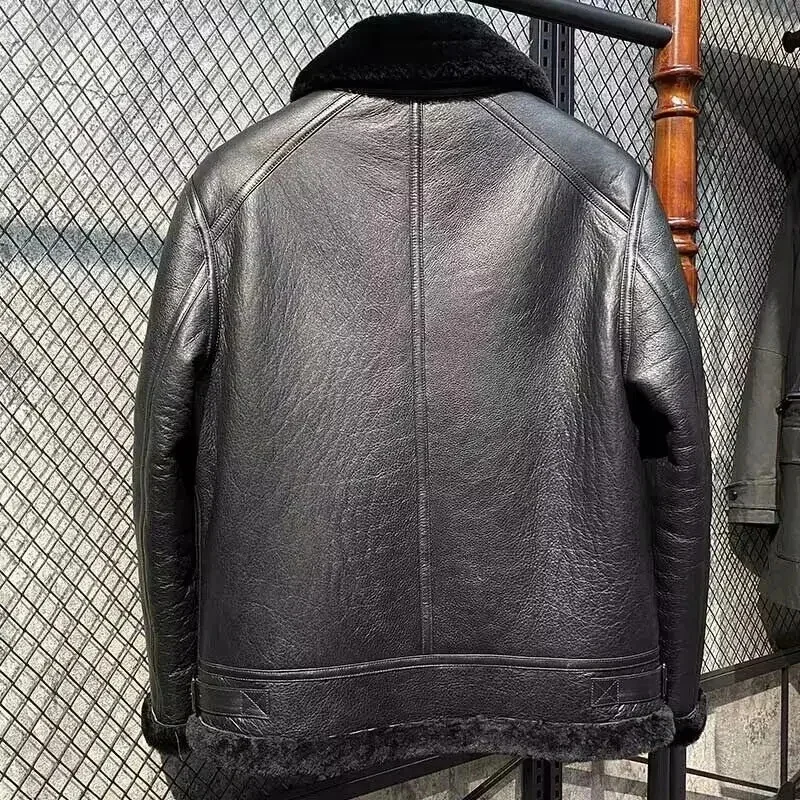 Новинка 2025 мужское пальто из натуральной овчины куртка с шерстяной подкладкой