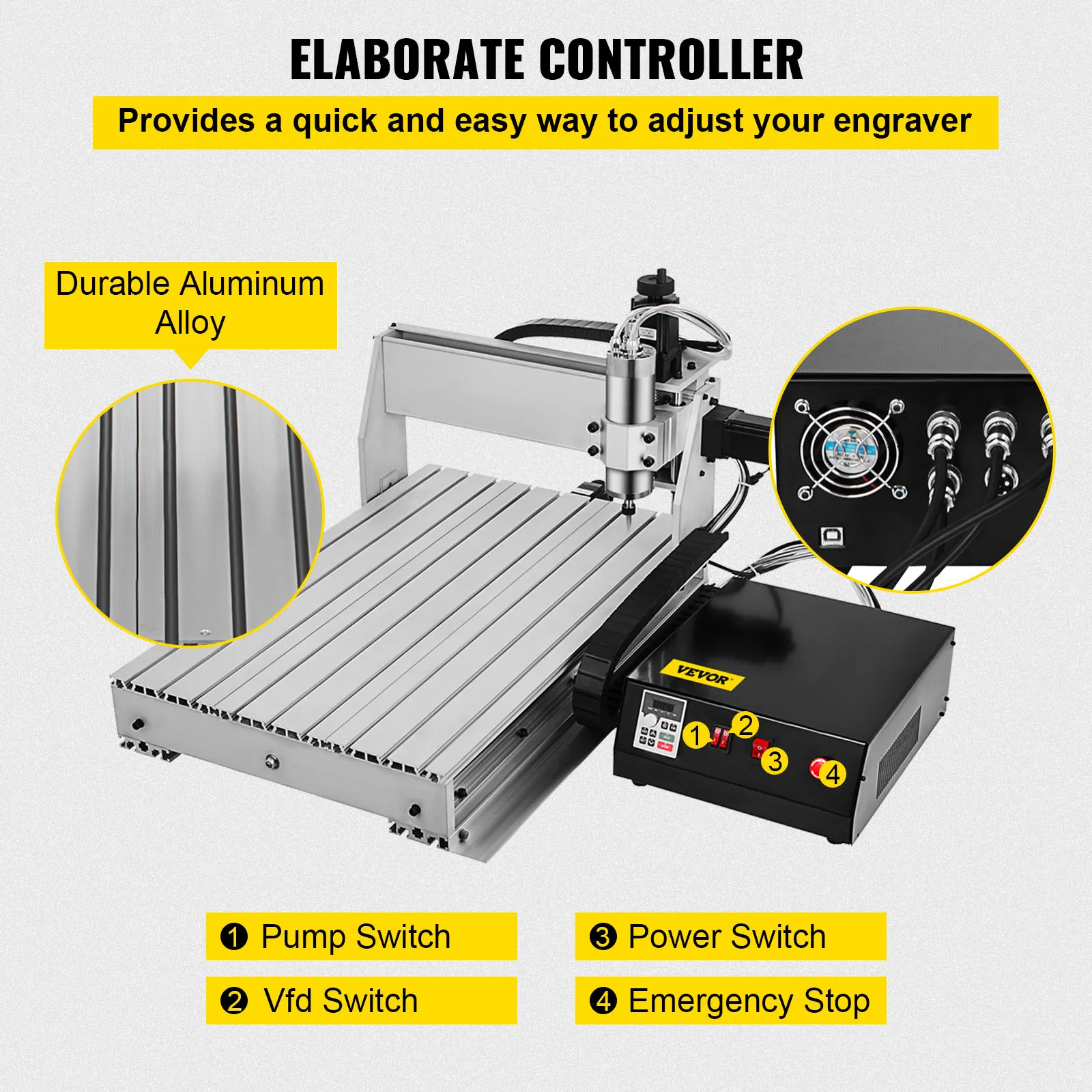 VEVOR 3 / 4 оси CNC маршрутизатор 6040/3040/3020 лазерный гравер USB порт фрезерный