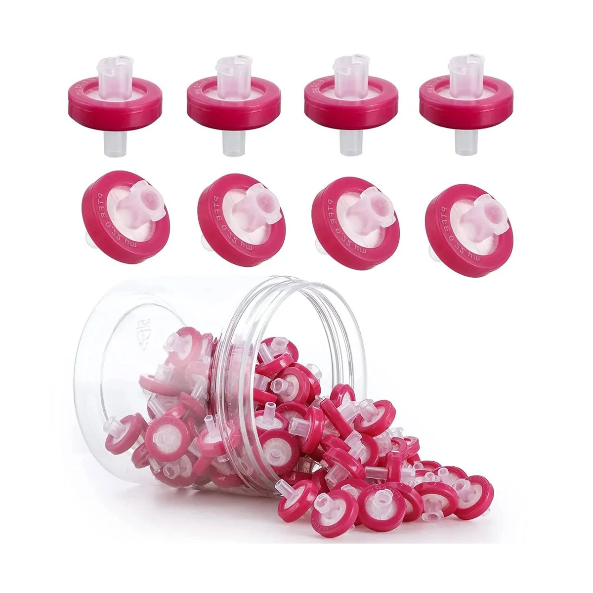 

100 Pack Syringe Filter PTFE Hydrophobic 0.22Um Membrane 13Mm Pore Size Filtration Non-Sterile Syringe Lab