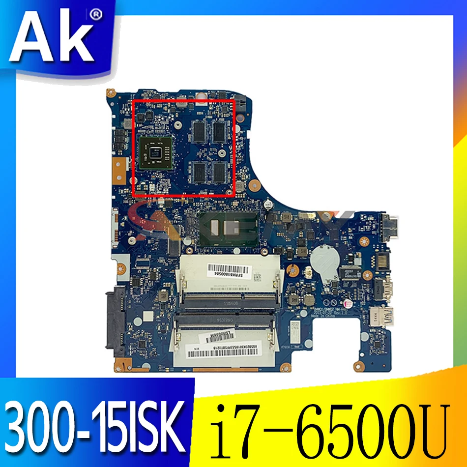 

Laptop motherboard For LENOVO Ideapad 300-15ISK i7-6500U Mainboard NM-A481 5B20K38180 SR2EZ 216-0867030 DDR3