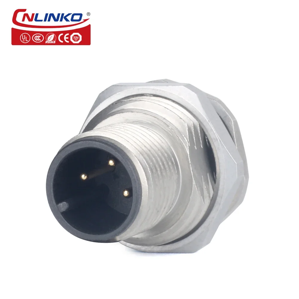 CnLinko M12 IP68 промышленная розетка с 3-контактным водонепроницаемым разъемом питания