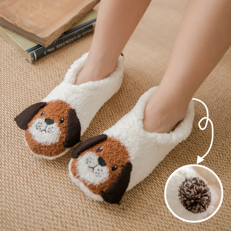 Women Winter Floor Socks Thicked Warm Plush Cute Animals Cartoon Home Slippers Socks Woman Non-slip Bedroom Sleep Sock