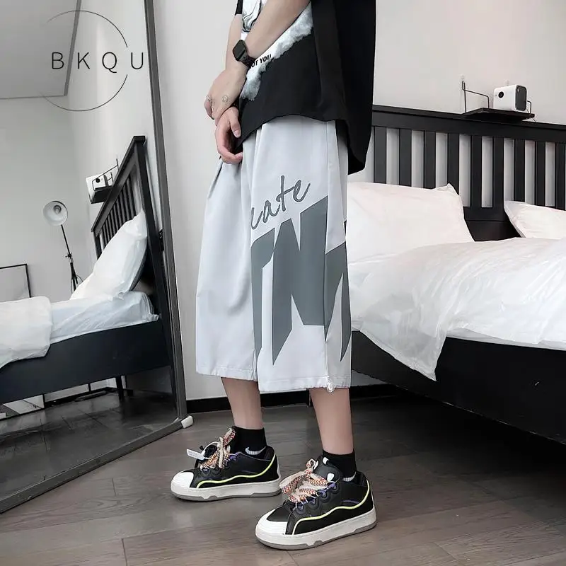 Cropped Pants Men's 2022 Summer Thin Overweight People Plus Size Loose Straight Hot Shorts Sports Pirate Shorts