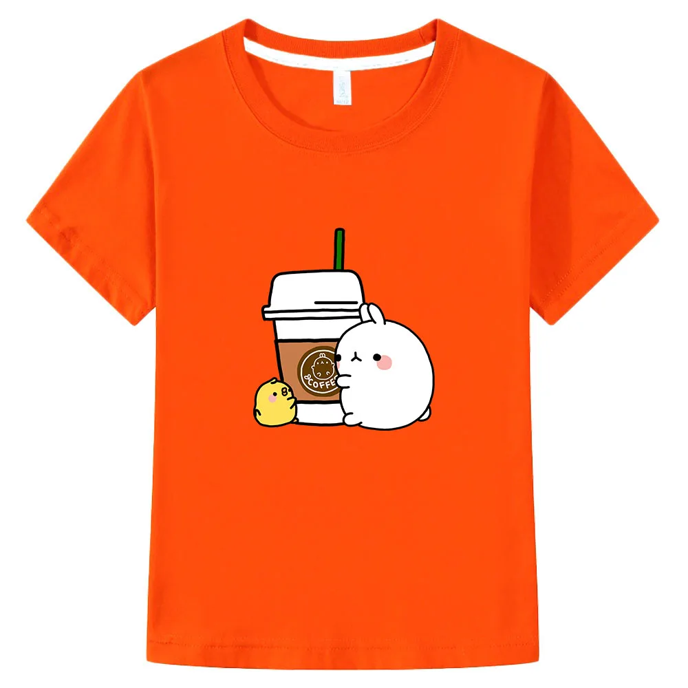 

Children's Clothing Molang and Piupiu T Shirt Kids Cute Rabbit T-shirts for Girls Baby Boy Clothes 100% Cotton Summer Kawaii Top