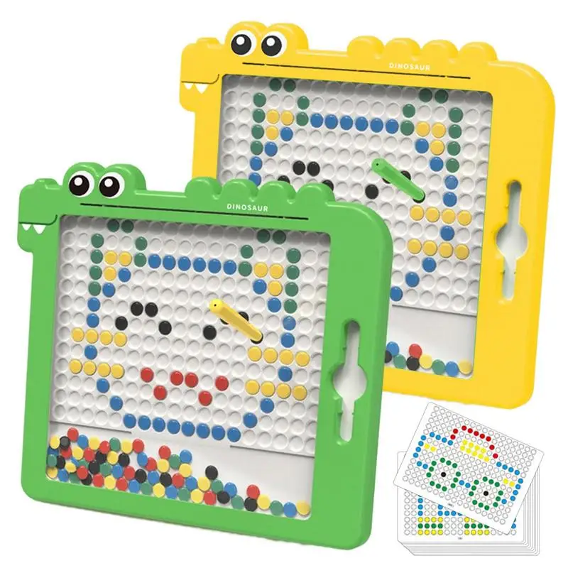 

Magnetic Drawing Board Toy Cartoon Dinosaur Shape Painting Board with Colorful Beads Doodle Drawing Mat Educational Toy for Kids