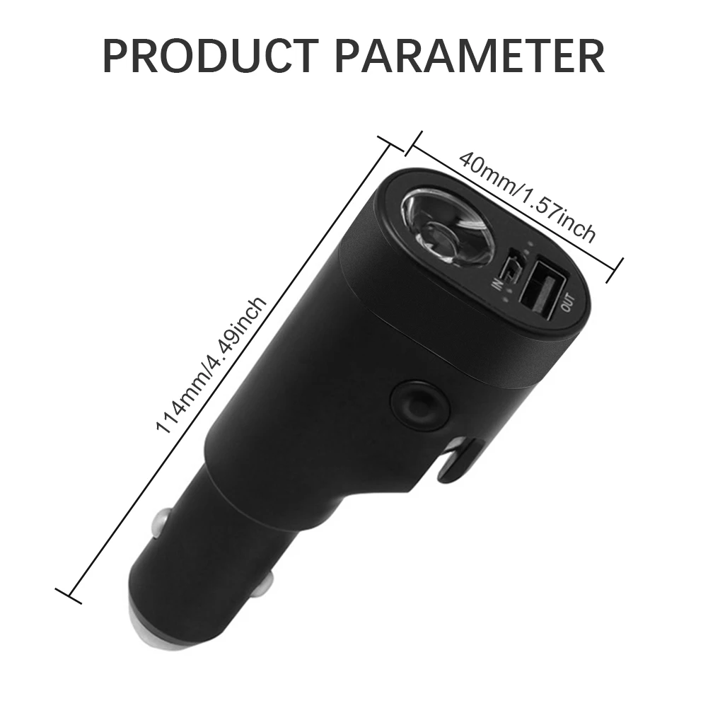 6 in 1 car charger adapter fast charging with led flashlight emergency window breaker belt cutter multi function phone charger free global shipping