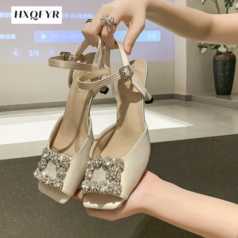 

Sandals Women Summer New Fashion Women's Sandals 2022 High Heel Sandals Women Crystal Rhinestone Sandalias De Mujer Buckle Strap