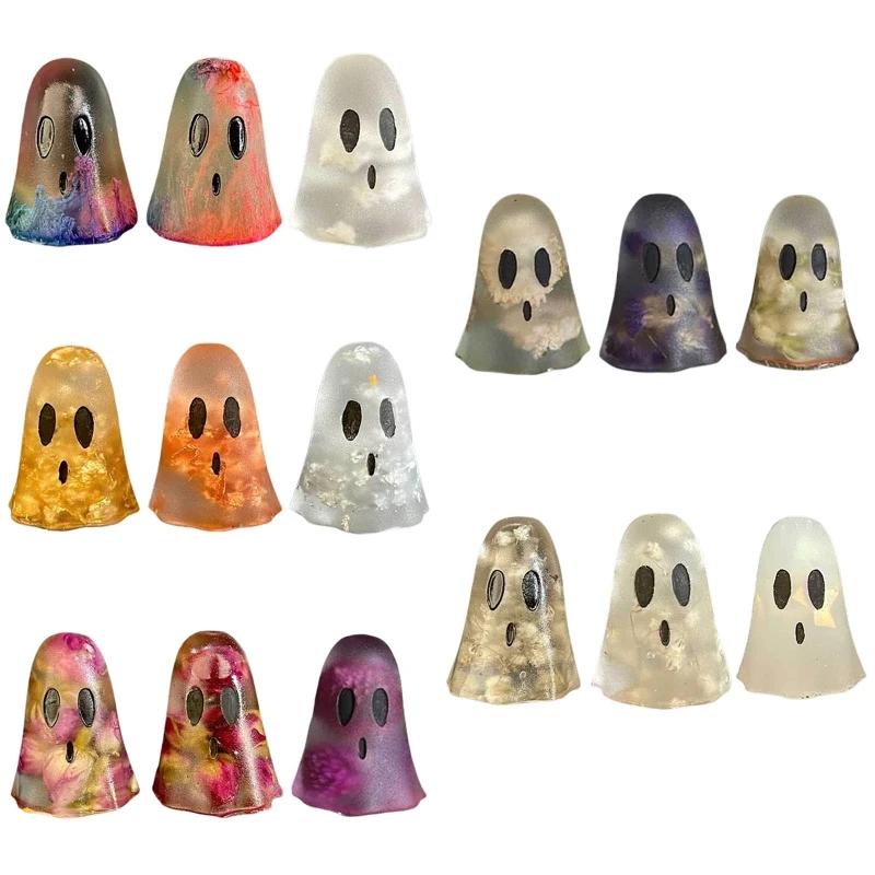 

270F 3Pcs Cute Miniature Ghost Ornaments Halloween Mini Figurines Fairy Garden Decor