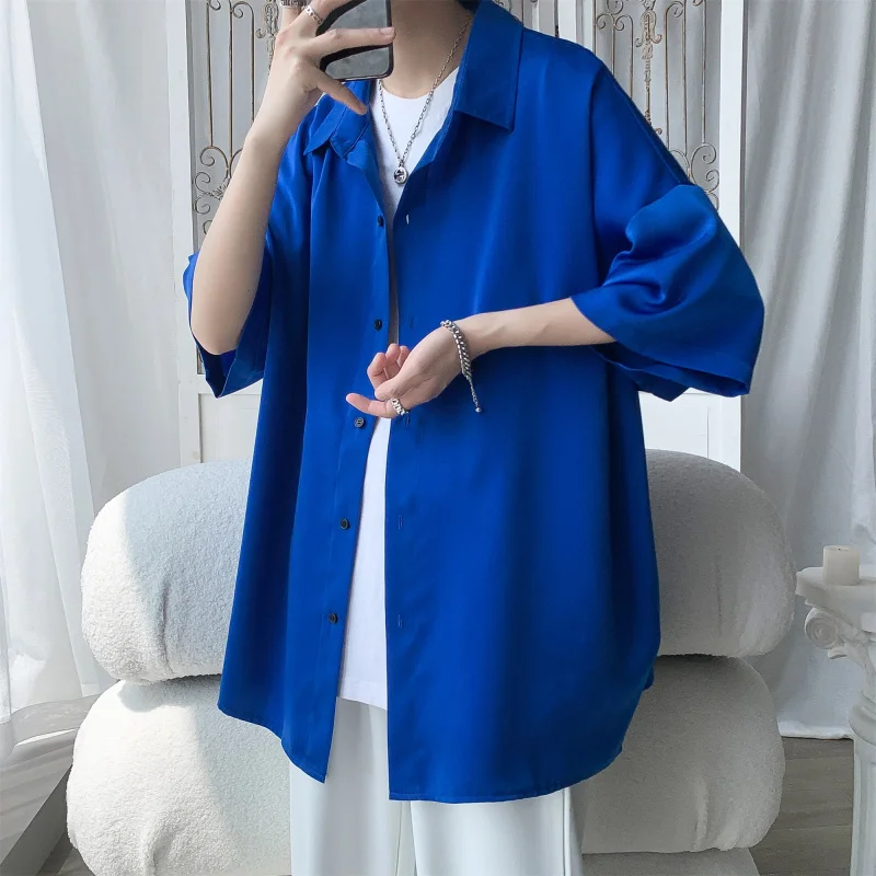 High Quality Short Sleeve Shirts Mens Summer Korean Fashion Trends Oversized Beach Streetwear Tops Teen Casual Plus Size Blouses
