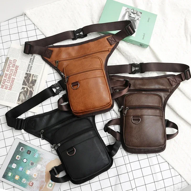 

Bag Motorcycle For Thigh Riding Waist Shoulder Hip Men Bags Beltleg Fanny Leg Waterproof Pack PU Travel Crossbody Bum