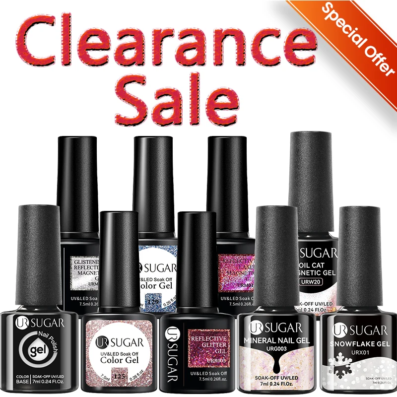 UR SUGAR Гель-лак для ногтей Не набор Soak Off UV LED Sparking Auroras Glitter Thermal Rubber Base Gel Последний