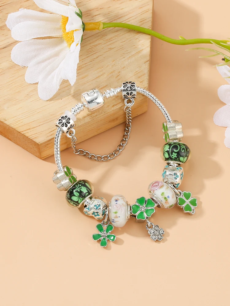 Seialoy новый зеленый цветок бабочка браслеты-подвески для женщин и девочек