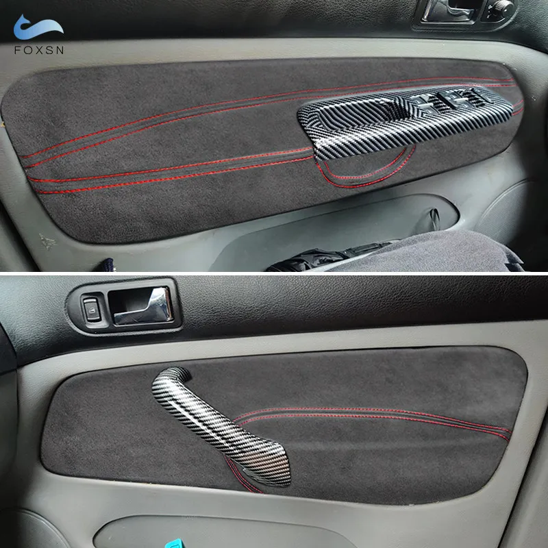

Для VW Golf 4 MK4 Bora Jetta 1998 1999 2000-2005 LHD 2 шт. внутренняя передняя дверь подлокотник панель отделка замшевая кожа красная линия
