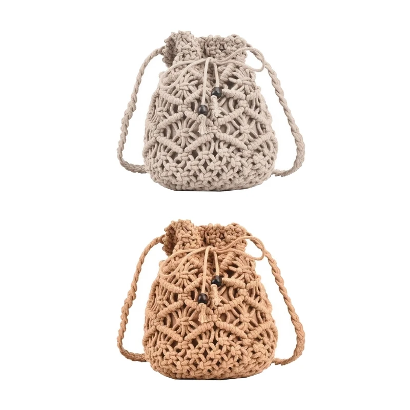 

Handwoven Shoulder Bag for Women Mini Bucket Crossbody Bag Summer Beach-Handbag 066F