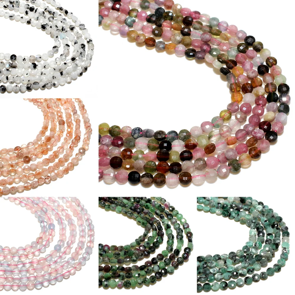 

Small Natural Emerald Moonstone Stone Beads Drill Cut Surface Loose Beads Women Jewelry Making Charm Accessories DIY Necklace