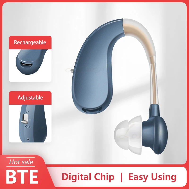 

Digital Hearing Aids Rechargeable Low Noise Sound Amplifier Moderate to Severe Loss Adjustable Wireless aparelho auditivo Elder