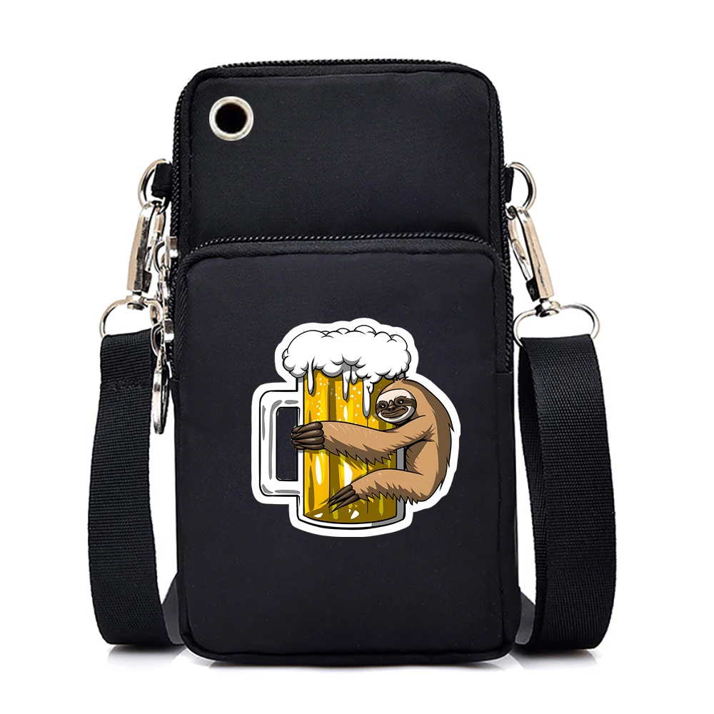 

Sloth Beer Party Women Small Wallet Phone Bag for Mobile Shoulder Bag Pouch Case Mini Purse Women's Coin Wallet Holder Small Bag