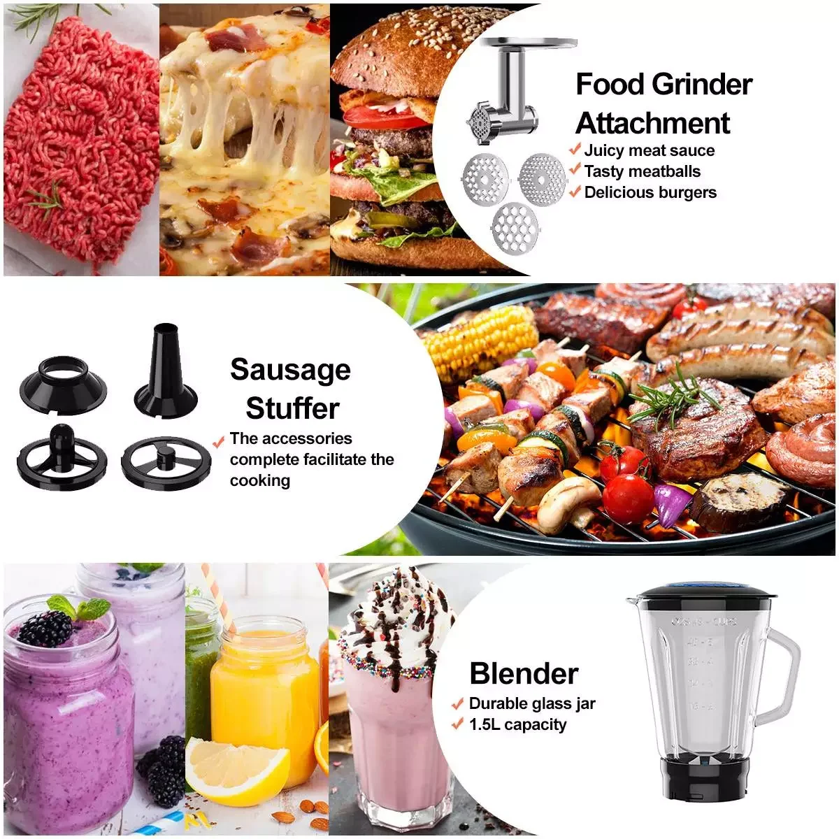 Кухонный Настольный миксер 3 в 1 с луком из нержавеющей стали 6 скоростей венчик