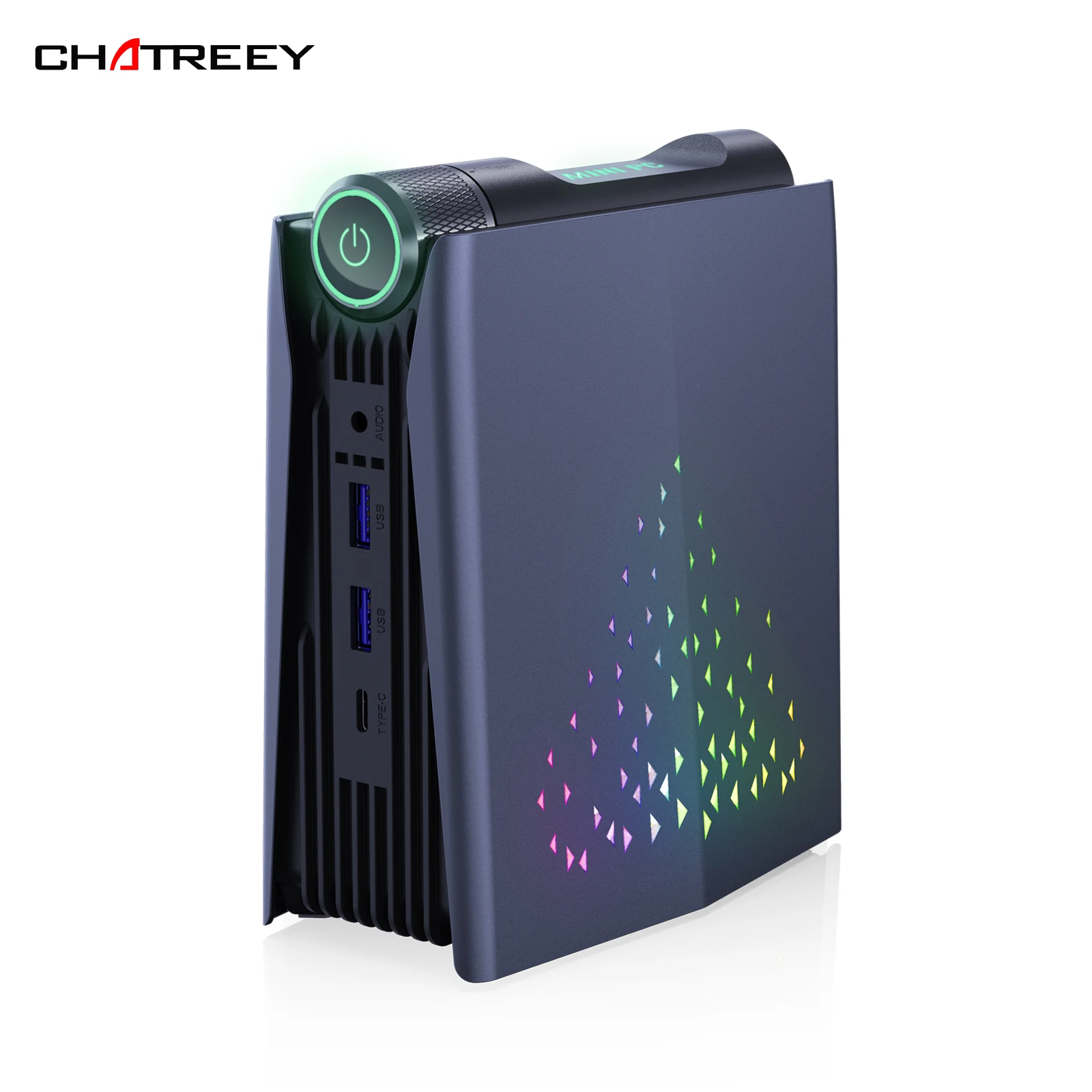Мини-ПК Chatreey AMR5 Ryzen 5 5600U игровой настольный компьютер с цветным освещением