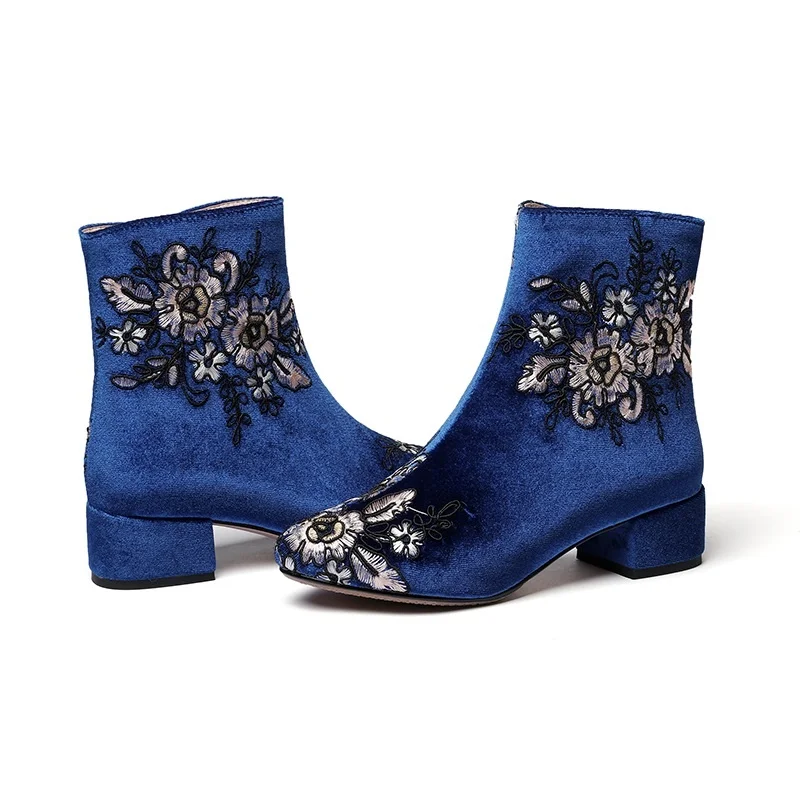 Демисезонные ботинки для верховой езды в национальном стиле на толстом каблуке с