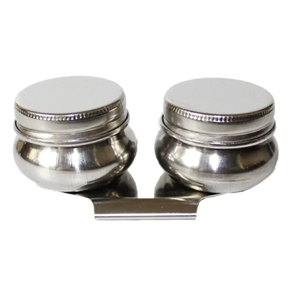 

Art Supplies Drum Shape Stainless Steel Tools Student Palette Dipper Painting Oil Pot School Single Double Hole Easy Clean