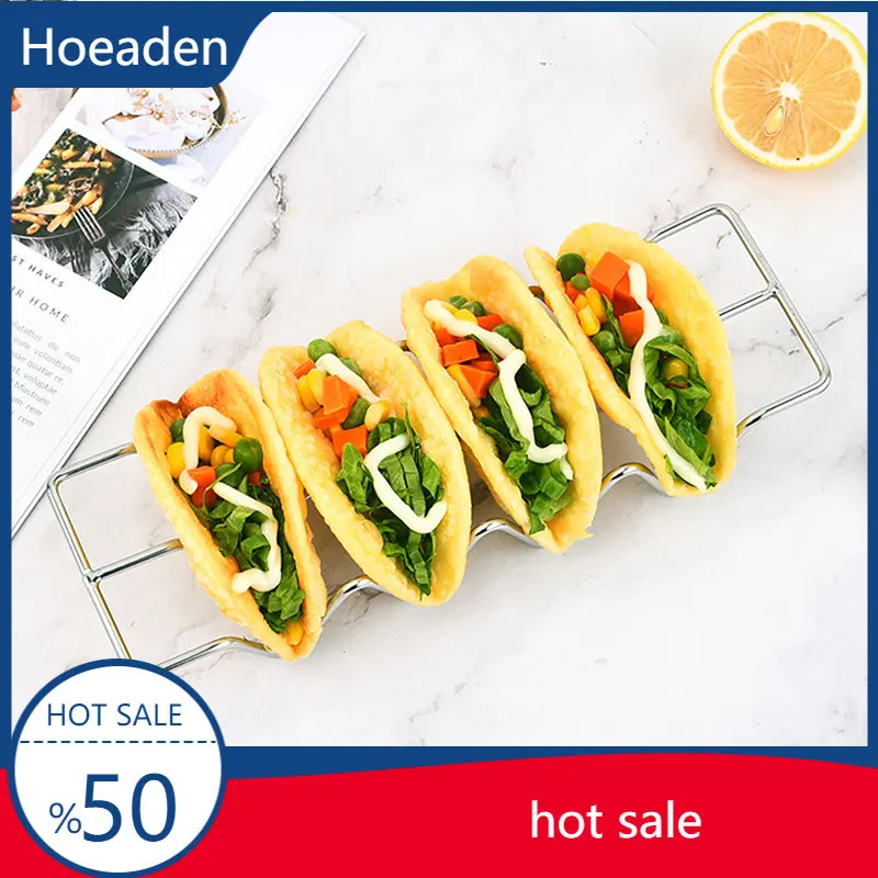 

Mexican Stainless Steel Pancake Rack Taco Holder Pizza Display Stand Food Rack