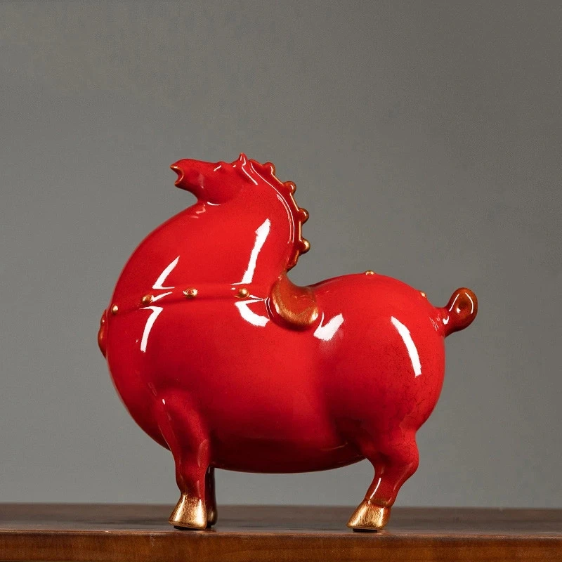 

Vintage Horse Sculpture Tang Horse Ornament Ceramic Figurine Handicraft Ornaments Animal Sculpture Home Decoration Accessories
