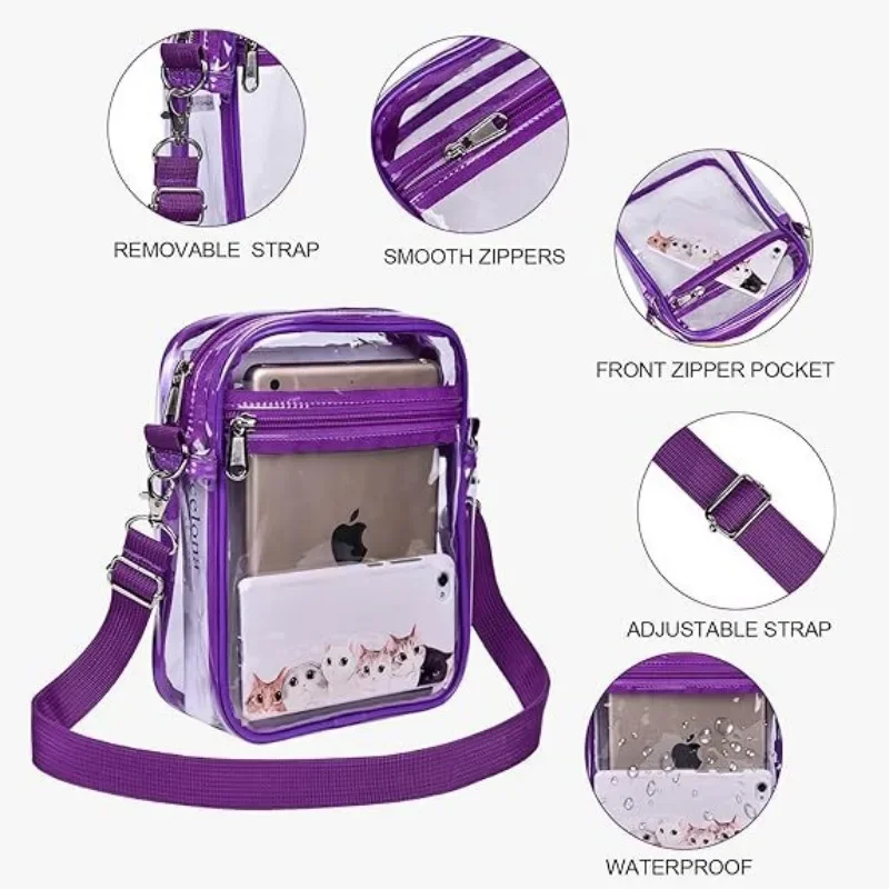 Большая прозрачная сумка-мессенджер из ПВХ женская сумка на одно плечо