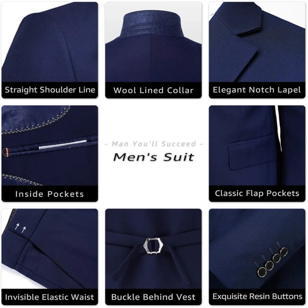 Мужской облегающий костюм из трех предметов, однотонный пиджак на одной пуговице, Блейзер, жилет, брюки, комплект с галстуком для мужчин, дел...