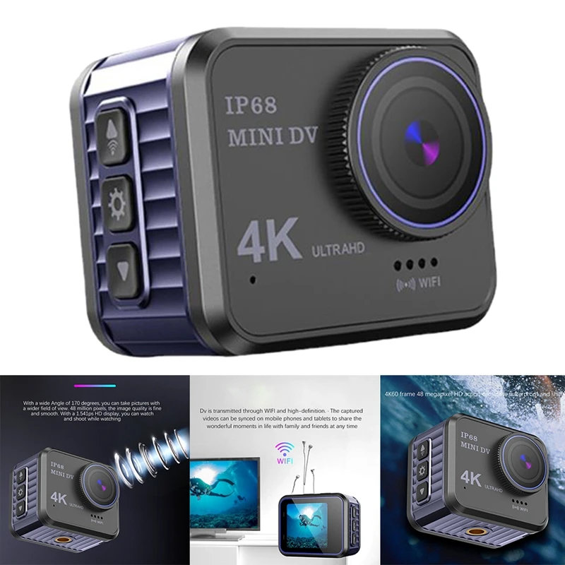 

Camera Hd 170 Degree Wide-Angle Lens RAM 4K/60Fps Waterproof Anti-Shake Wifi Remote Control DV Digital Camera