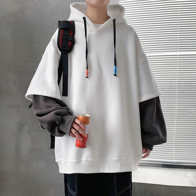 

Hoodie Men Spring Autumn Hip Hop Sweatshirt Men's Streetwear Clothing Fashion Harajuku Patchwork Casual Oversized Hoodies Jacket