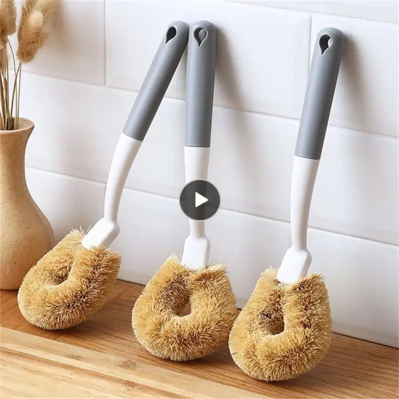 

Long Handle Pot-brushing Artifact Dish Brush Environmental Protection Coconut Palm Silk Pp Durable Washing Pot Brush Sink Brush