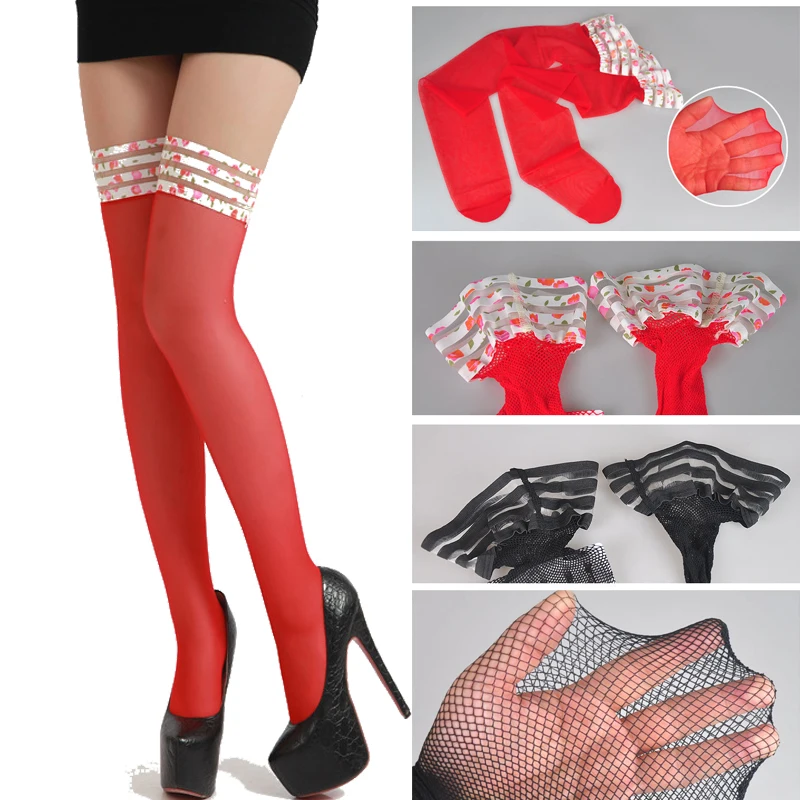 Пикантные Полосатые чулки для женщин высокие носки до колена с цветочным принтом