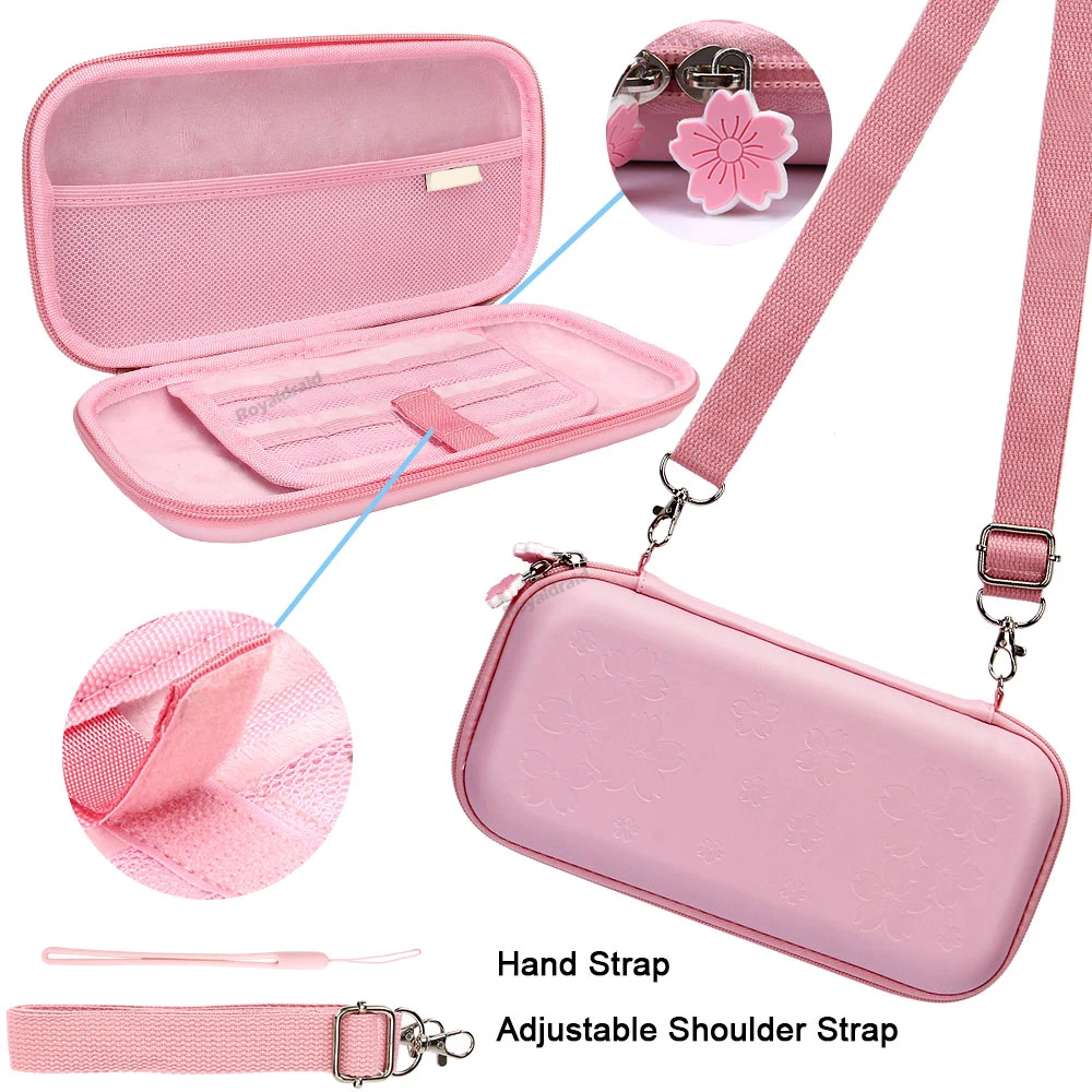 Портативный NS Pink Sakura Flower Shell Switch OLED Чехол Из Искусственной Кожи Водонепроницаемая