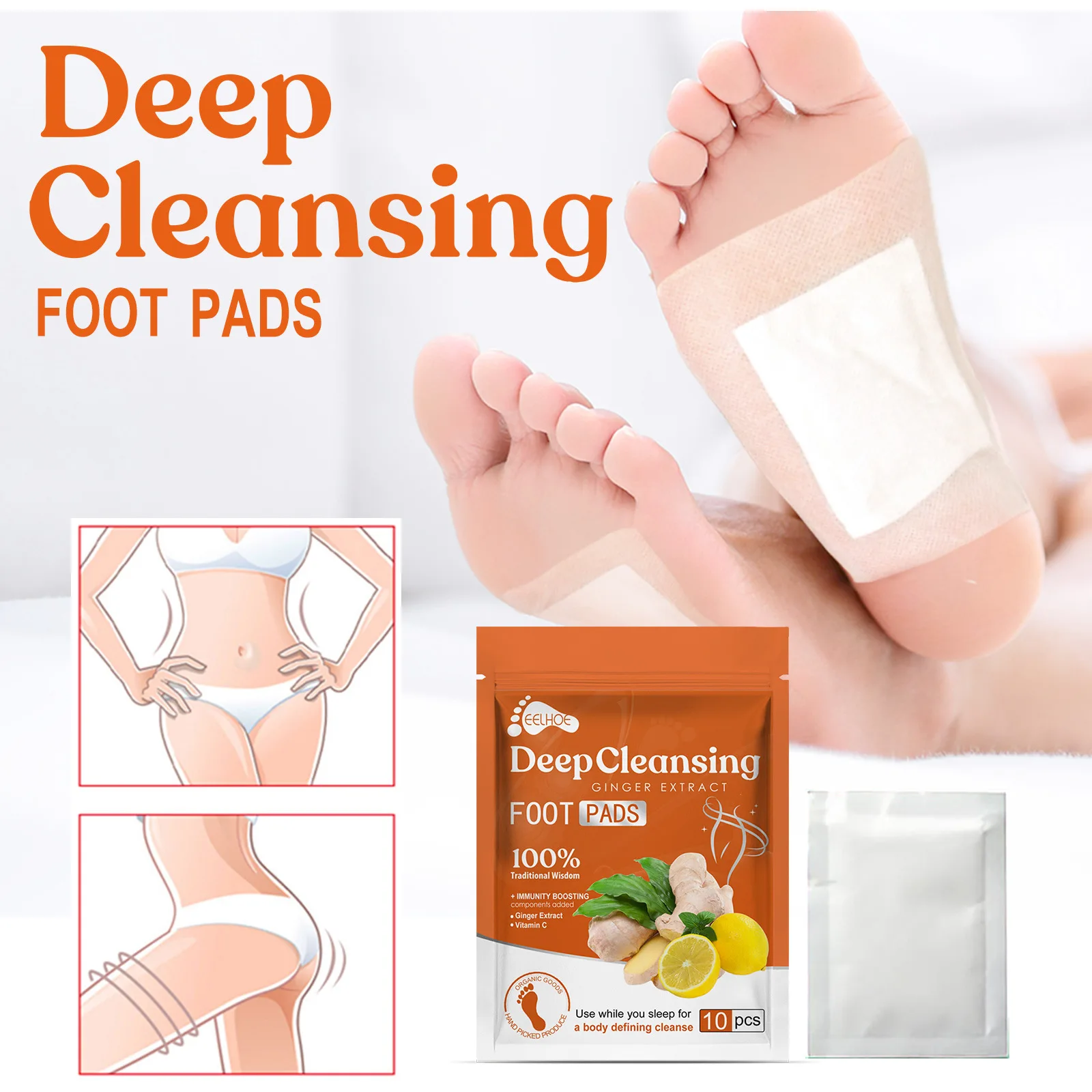 

10pcs Detox Foot Patch Natural Relieve Stres Remove Foot Odor Promote Blood Circulation Body Detoxification Sleeping Health Care