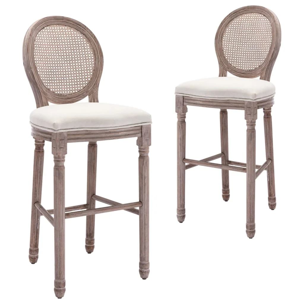 

Bar Stools 2 pcs Cream White Linen kitchen Chair