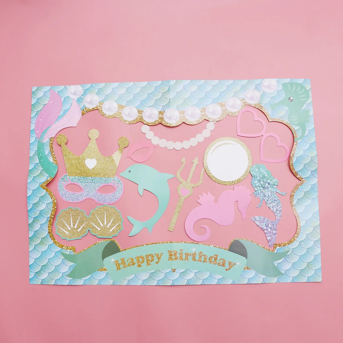 

11 Pcs Birthday Props Images Summer Decor Mermaid Handheld Photo Props Hawaiian Party Supplies Christmas Party Photo Booth Props