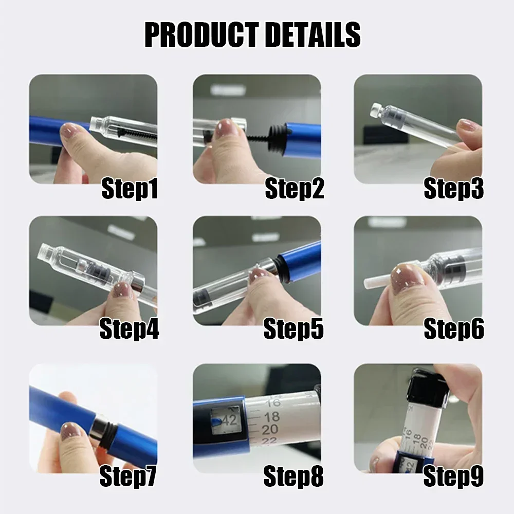 Многоразовый стерильный картридж Magic Pen 3 мл с наконечником для точного дозирования, набор для инъекций инсулина, медицинских и косметических процедур (art.: 3920db283a56f) - 3920db283a56f