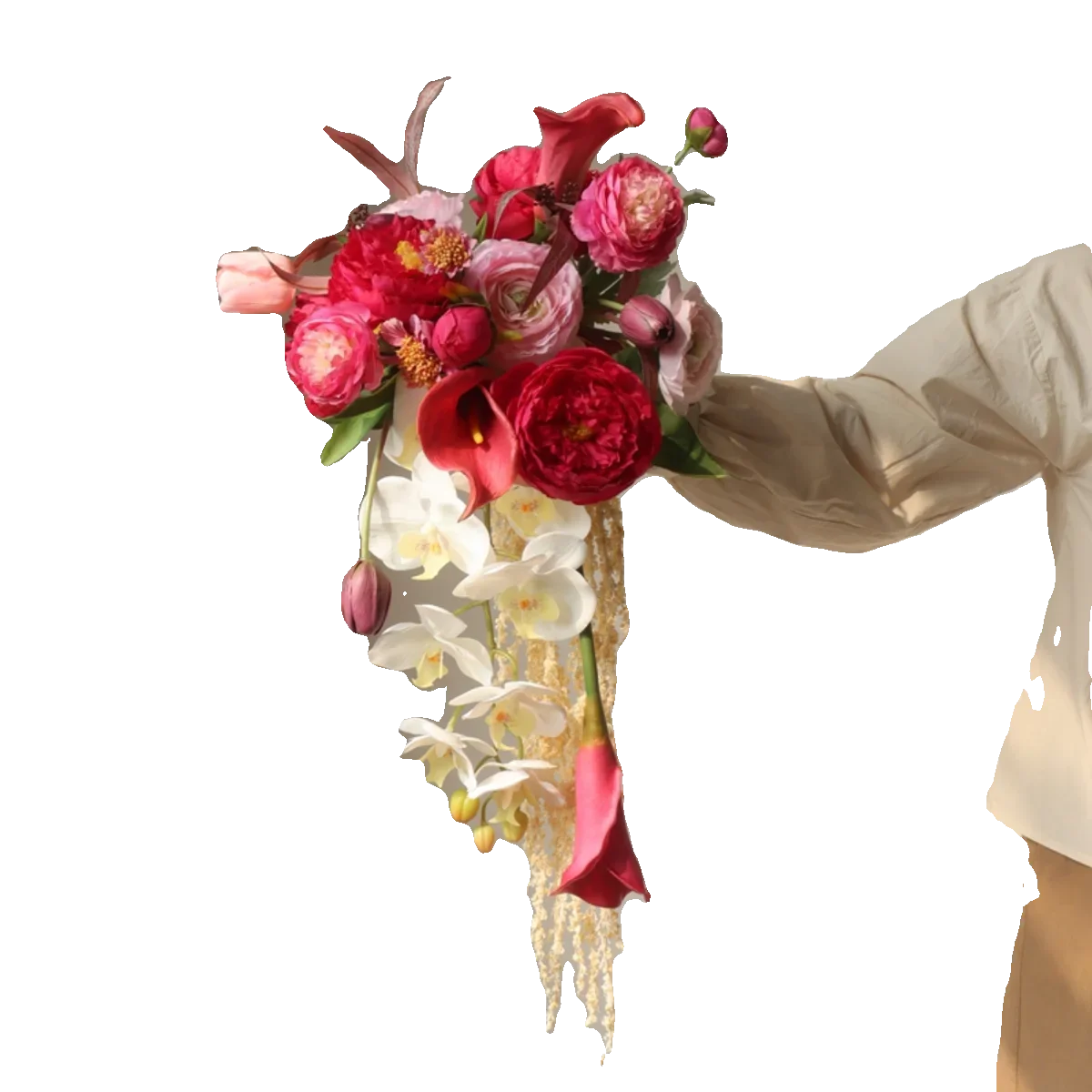 towoo оригинальная цветочная композиция букет рук с каплями воды красные