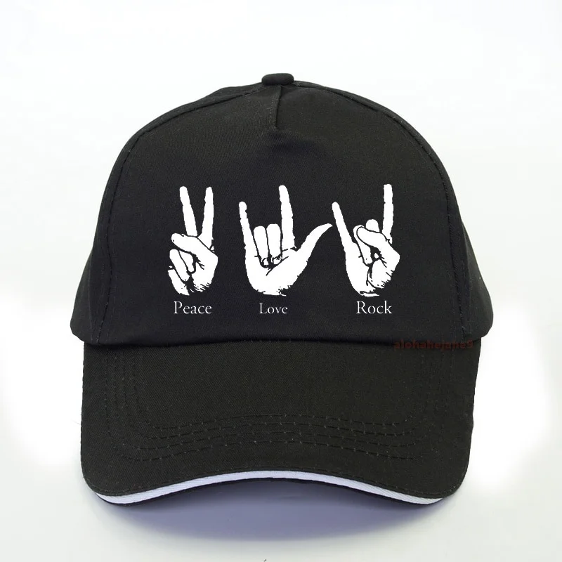 

Love Peace Rock Dad Hat Men women harajuku Baseball Cap Summer 100% Cotton cap fashion outdoor men rock Hip Hop Snapback hat