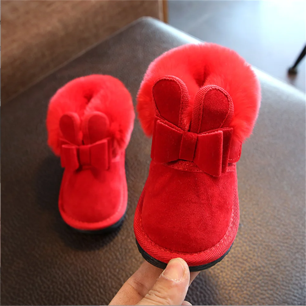

Winter New Children's Snow Boots Girls' Plush Princess Short Boots Girls' Warm Baby Cotton Shoes Girls' Shoes