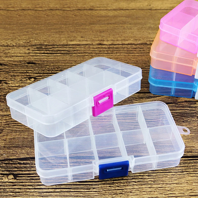 

10/15/24Grids Transparent Plastic Jewelry Storage Box Beads Pills Nail Art Tips Storage Box Case Hard Tool Organizer Container